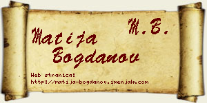 Matija Bogdanov vizit kartica